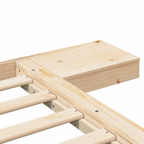 vidaXL Floor Bed Frame with Bedside Tables 90x200cm Solid Wood