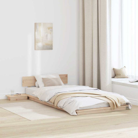 vidaXL Floor Bed Frame with Bedside Tables 80x200cm Solid Wood