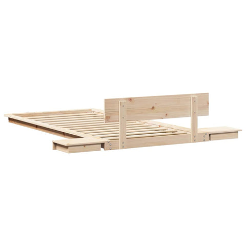 vidaXL Floor Bed Frame with Bedside Tables 80x200cm Solid Wood
