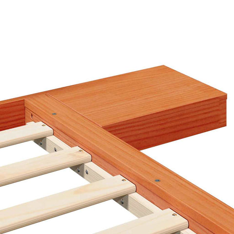 vidaXL Floor Bed Frame with Bedside Tables Wax Brown 80x200cm Solid Wood