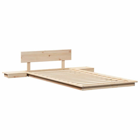 vidaXL Floor Bed Frame with Bedside Tables 90x190cm Solid Wood