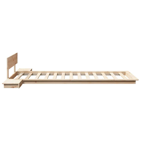 vidaXL Floor Bed Frame with Bedside Tables 90x190cm Solid Wood