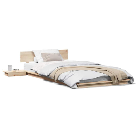 vidaXL Floor Bed Frame with Bedside Tables 90x190cm Solid Wood