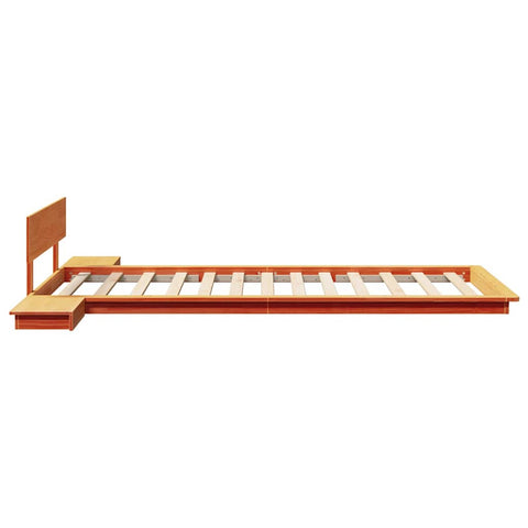 vidaXL Floor Bed Frame with Bedside Tables Wax Brown 90x190cm Solid Wood