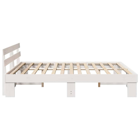 vidaXL Bed Frame with Headboard White 200 x 200 cm