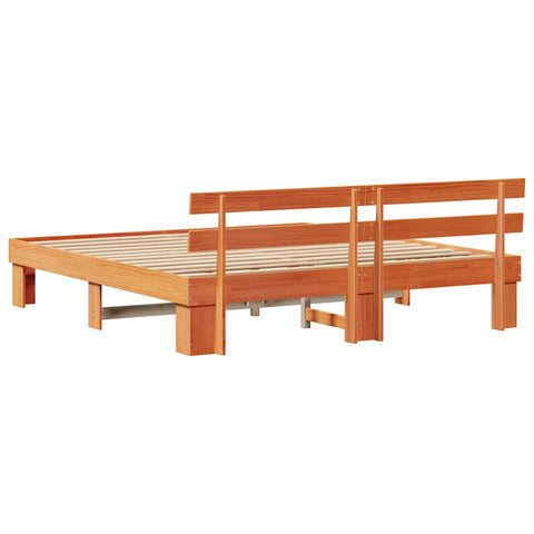 vidaXL Bed Frame with Headboard Brown 200 x 200 cm