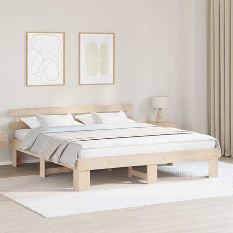 vidaXL Bed Frame with Headboard Brown 180 x 200 cm