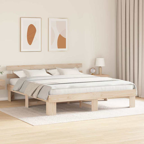 vidaXL Bed Frame with Headboard Brown 180 x 200 cm