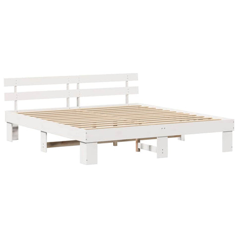 vidaXL Bed Frame with Headboard White 180 x 200 cm