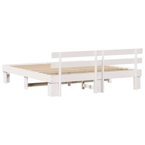 vidaXL Bed Frame with Headboard White 180 x 200 cm