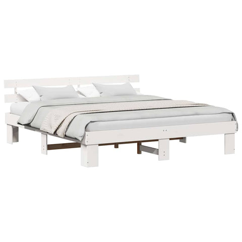 vidaXL Bed Frame with Headboard White 180 x 200 cm