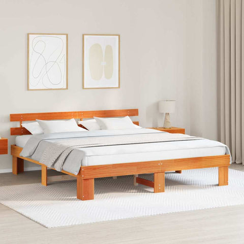 vidaXL Bed Frame with Headboard Brown 180 x 200 cm