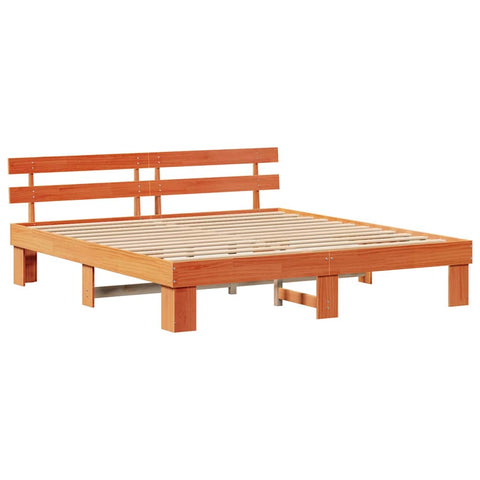 vidaXL Bed Frame with Headboard Brown 180 x 200 cm