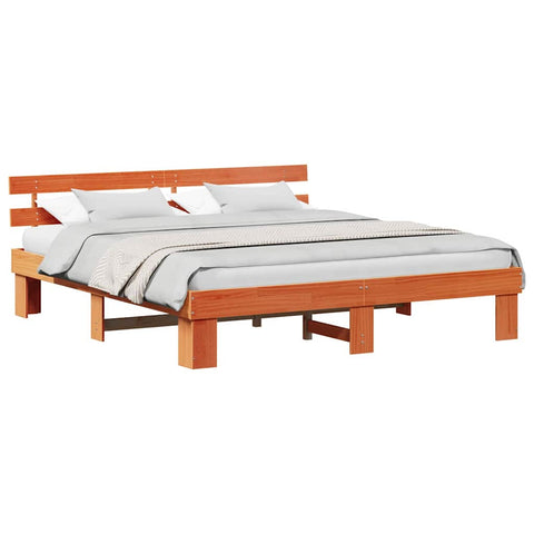 vidaXL Bed Frame with Headboard Brown 180 x 200 cm