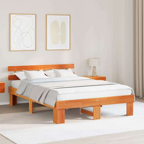vidaXL Bed Frame with Headboard Brown 160 x 200 cm