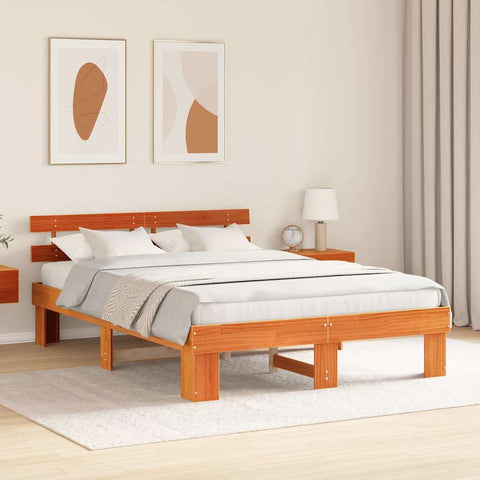 vidaXL Bed Frame with Headboard Brown 160 x 200 cm