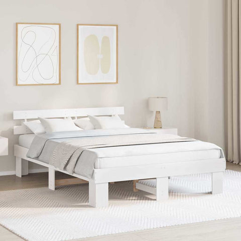 vidaXL Bed Frame with Headboard White 150 x 200 cm