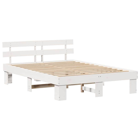 vidaXL Bed Frame with Headboard White 150 x 200 cm