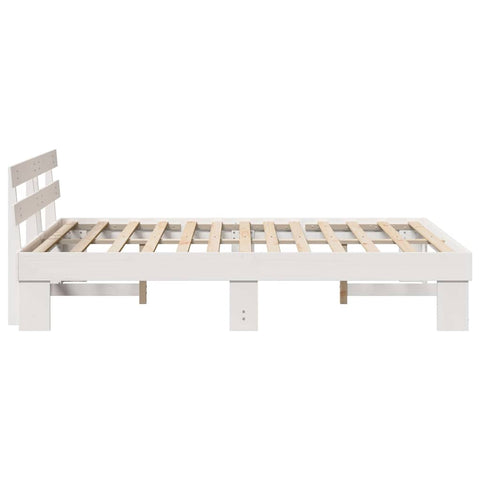 vidaXL Bed Frame with Headboard White 150 x 200 cm