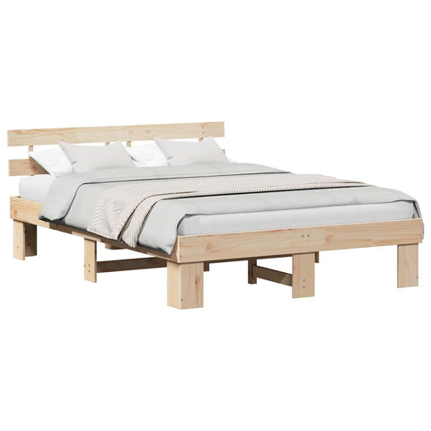 vidaXL Bed Frame with Headboard Brown 140 x 200 cm
