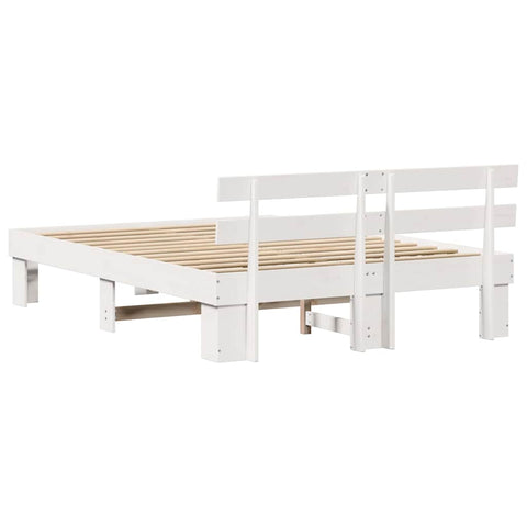 vidaXL Bed Frame with Headboard White 140 x 200 cm