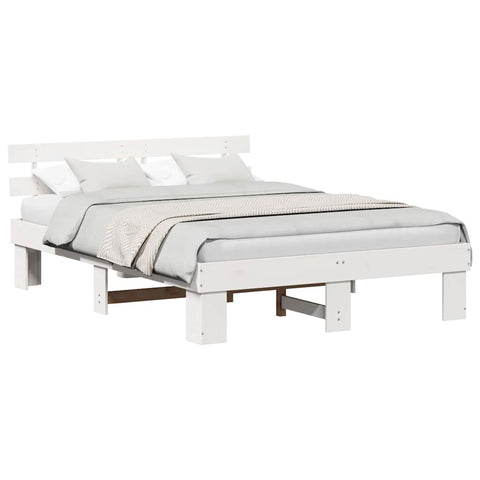 vidaXL Bed Frame with Headboard White 140 x 200 cm