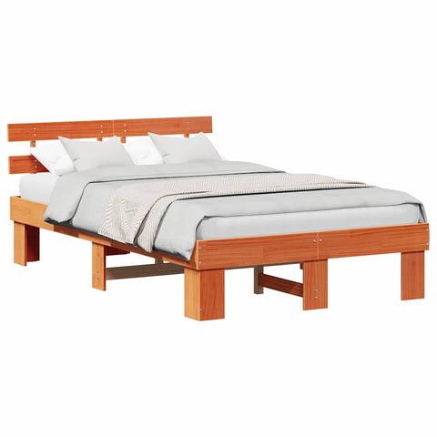 vidaXL Bed Frame with Headboard Brown 120 x 200 cm