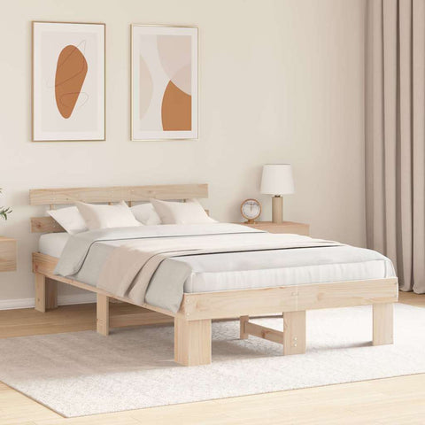 vidaXL Bed Frame with Headboard Brown 140 x 190 cm
