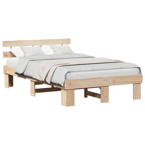 vidaXL Bed Frame with Headboard Brown 135 x 190 cm