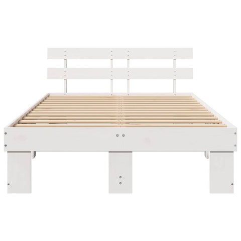 vidaXL Bed Frame with Headboard White 135 x 190 cm