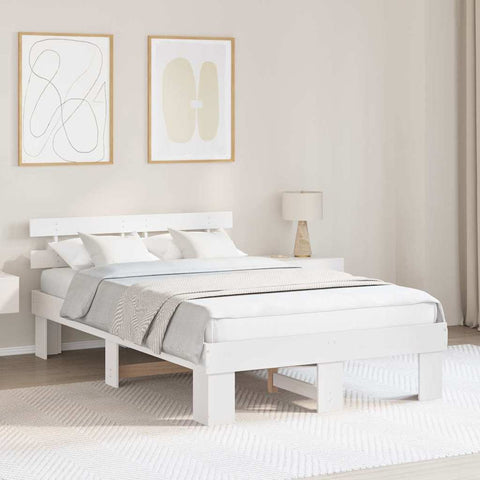 vidaXL Bed Frame with Headboard White 120 x 190 cm