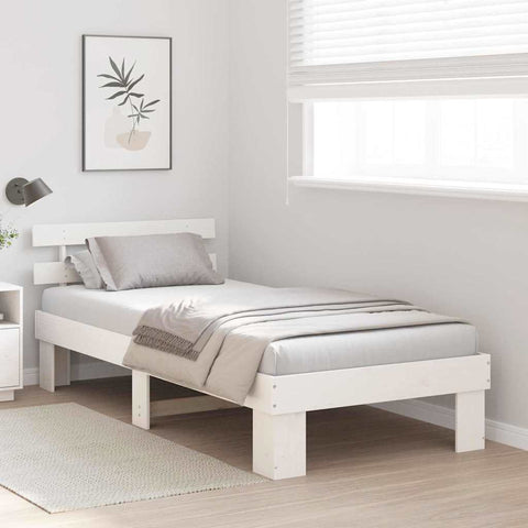 vidaXL Bed Frame with Headboard White 90 x 200 cm