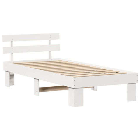 vidaXL Bed Frame with Headboard White 90 x 200 cm