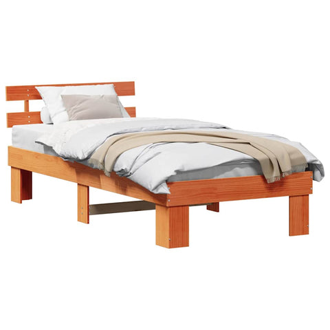 vidaXL Bed Frame with Headboard Brown 90 x 200 cm