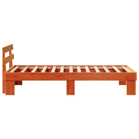vidaXL Bed Frame with Headboard Wax Brown 75 x 190 cm Solid Pine Wood