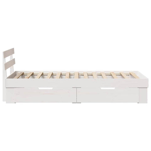 vidaXL Bed Frame with Headboard White 90 x 200 cm Solid pine wood