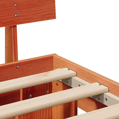 vidaXL Bed Frame with Headboard Wax brown 90 x 200 cm Solid pine wood