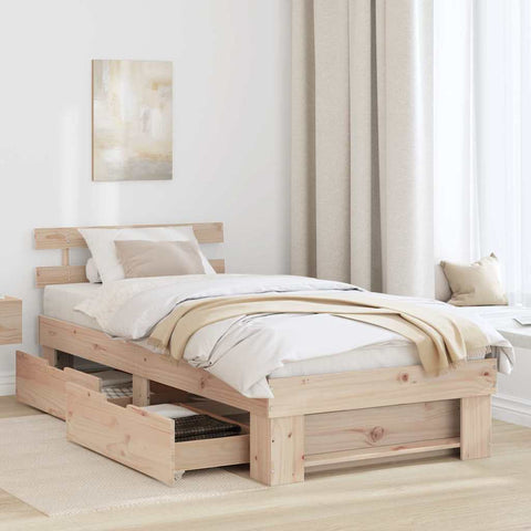 vidaXL Bed Frame with Headboard Brown 80 x 200 cm Solid pine wood