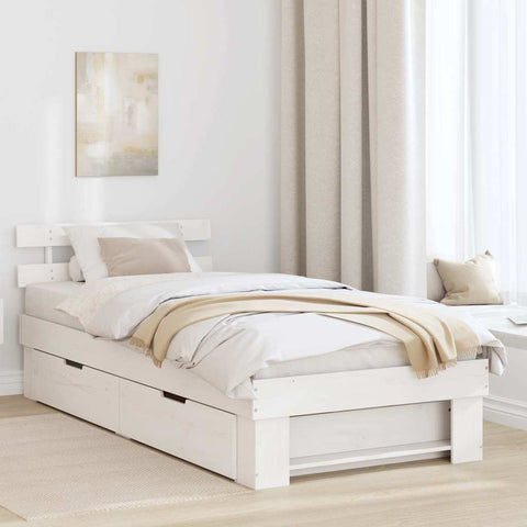 vidaXL Bed Frame with Headboard White 80 x 200 cm Solid pine wood