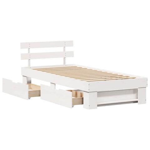 vidaXL Bed Frame with Headboard White 80 x 200 cm Solid pine wood