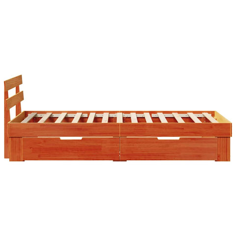vidaXL Bed Frame with Headboard Wax brown 80 x 200 cm Solid pine wood