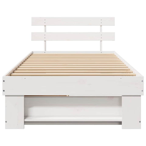 vidaXL Bed Frame with Headboard White 90 x 190 cm Solid pine wood