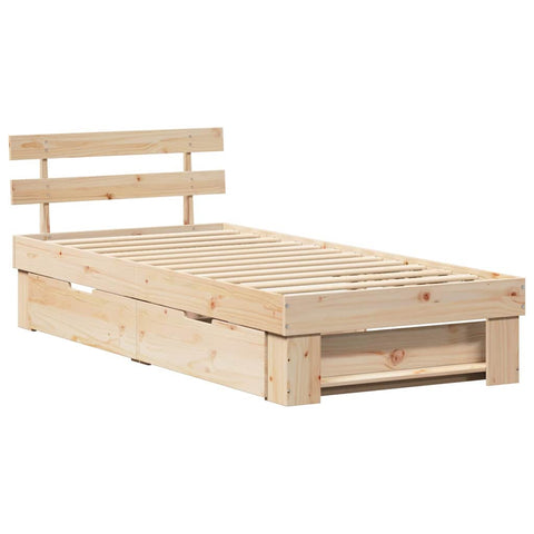 vidaXL Bed Frame with Headboard Brown 75 x 190 cm Solid pine wood