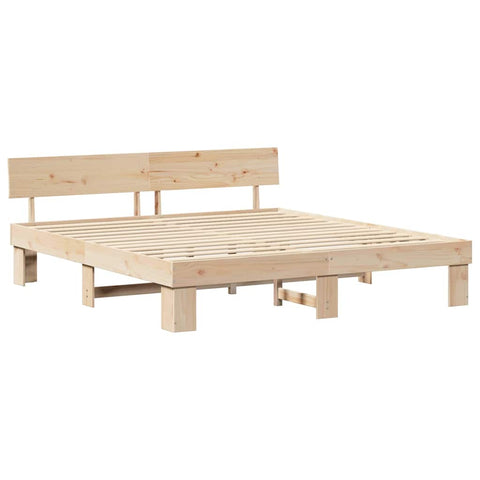 vidaXL Bed Frame with Headboard Brown 180 x 200 cm Solid pine wood