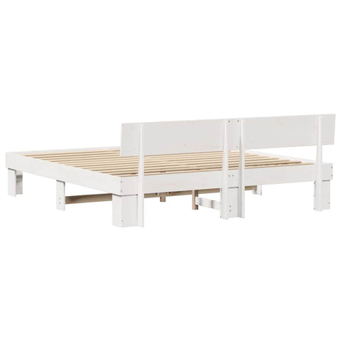 vidaXL Bed Frame with Headboard White 180 x 200 cm Solid pine wood