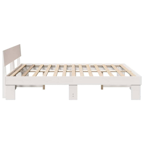 vidaXL Bed Frame with Headboard White 180 x 200 cm Solid pine wood