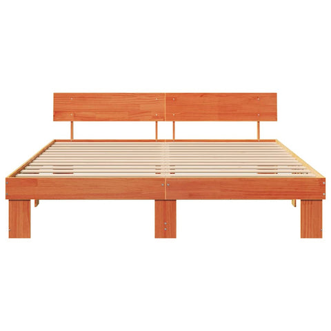vidaXL Bed Frame with Headboard Wax brown 180 x 200 cm Solid pine wood