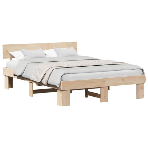 vidaXL Bed Frame with Headboard Brown 160 x 200 cm Solid pine wood