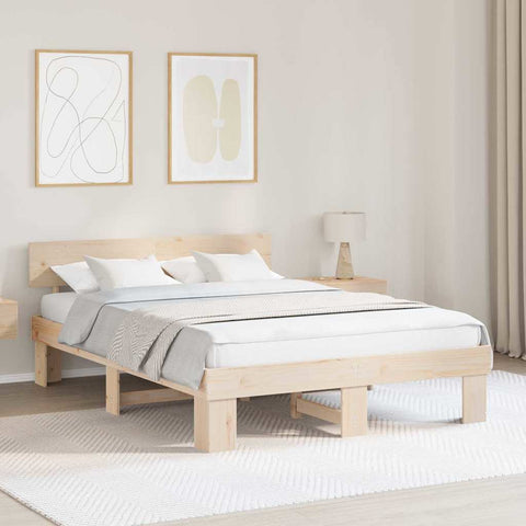 vidaXL Bed Frame with Headboard Brown 150 x 200 cm Solid pine wood