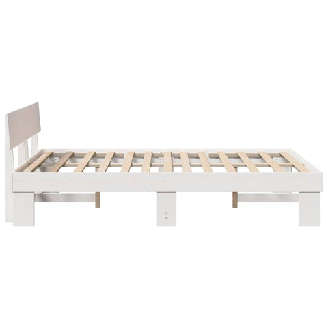 vidaXL Bed Frame with Headboard White 150 x 200 cm Solid pine wood